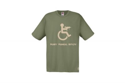 ZO Combat Junkie T-Shirt "Rollin" Rambo" (Olive) - Size 2XL - Detail Image 1 &copy; Copyright Zero One Airsoft