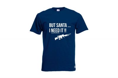 ZO Combat Junkie Christmas T-Shirt 'Santa I NEED It Sniper' (Navy) - Size Medium - Detail Image 1 © Copyright Zero One Airsoft