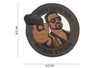 101 Inc PVC Velcro Patch &quotTake Your Hit" (Brown) - Detail Image 1 © Copyright Zero One Airsoft