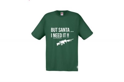 ZO Combat Junkie Christmas T-Shirt 'Santa I NEED It Sniper' (Green) - Size Medium - Detail Image 1 © Copyright Zero One Airsoft