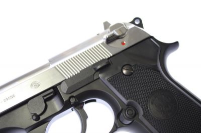 Tokyo Marui GBB M92F Variation (Silver Slide with Black Frame) - Detail Image 2 © Copyright Zero One Airsoft