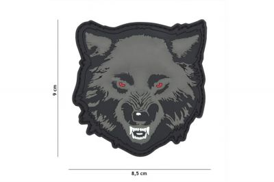 101 Inc PVC Velcro Patch "Wolf" (Grey) - Detail Image 2 © Copyright Zero One Airsoft
