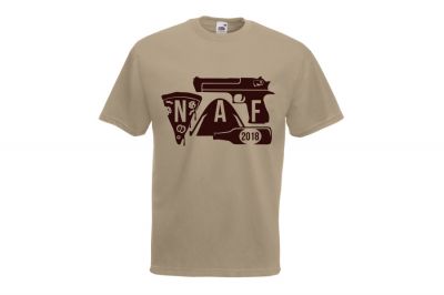 ZO Combat Junkie Special Edition NAF 2018 'Airsoft Festival' T-Shirt (Tan) - Detail Image 4 © Copyright Zero One Airsoft