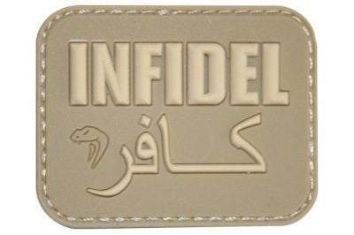 Viper Velcro PVC Morale Patch &quotInfidel" (Coyote Tan) - Detail Image 1 © Copyright Zero One Airsoft