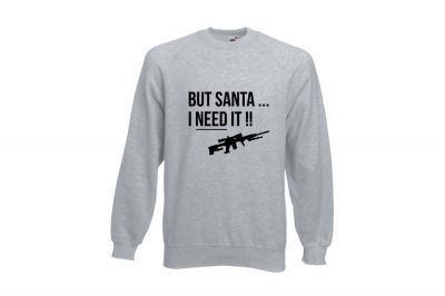 ZO Combat Junkie Christmas Jumper 'Santa I NEED It Sniper' (Light Grey) - Size Small - Detail Image 1 © Copyright Zero One Airsoft