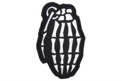 101 Inc PVC Velcro Patch &quotSkeleton Hand Grenade" (Black) - Detail Image 1 © Copyright Zero One Airsoft