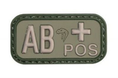 Viper Velcro PVC Blood Group Patch AB+ (Olive) - Detail Image 1 © Copyright Zero One Airsoft