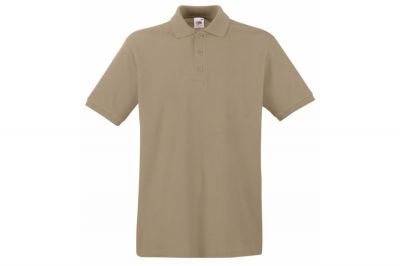 Fruit Of The Loom Premium Polo T-Shirt (Khaki) - Size 3XL - Detail Image 1 &copy; Copyright Zero One Airsoft