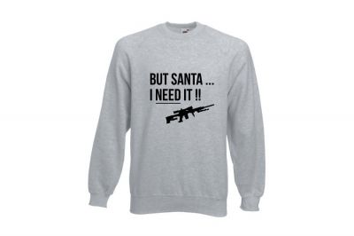 ZO Combat Junkie Christmas Jumper 'Santa I NEED It Sniper' (Light Grey) - Size Large - Detail Image 1 &copy; Copyright Zero One Airsoft
