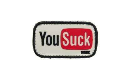 101 Inc PVC Velcro Patch "You Suck" - Detail Image 1 © Copyright Zero One Airsoft