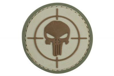 101 Inc PVC Velcro Patch "Punisher Sight" (Brown) - Detail Image 1 © Copyright Zero One Airsoft