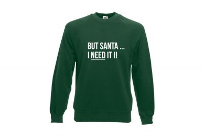 ZO Combat Junkie Christmas Jumper 'Santa I NEED It' (Green) - Size Small - Detail Image 1 © Copyright Zero One Airsoft