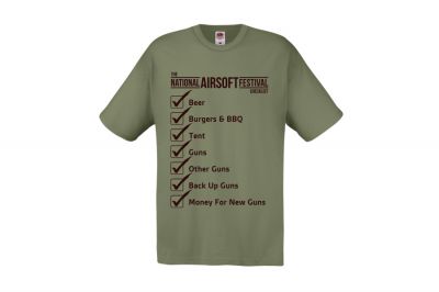 ZO Combat Junkie Special Edition NAF 2018 'Checklist' T-Shirt (Olive) - Detail Image 4 © Copyright Zero One Airsoft