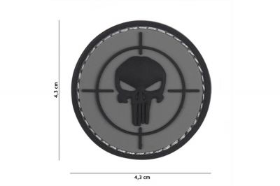 101 Inc PVC Velcro Patch &quotPunisher Sight" (Grey) - Detail Image 1 © Copyright Zero One Airsoft