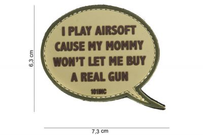 101 Inc PVC Velcro Patch &quotI Play Airsoft" (Brown) - Detail Image 1 © Copyright Zero One Airsoft