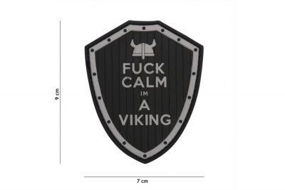 101 Inc PVC Velcro Patch "F**k Calm I'm a Viking" (Black) - Detail Image 2 © Copyright Zero One Airsoft
