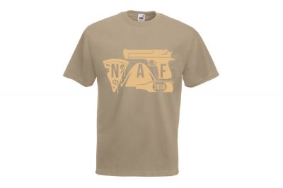 ZO Combat Junkie Special Edition NAF 2018 'Airsoft Festival' T-Shirt (Tan) - Detail Image 3 © Copyright Zero One Airsoft