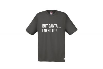 ZO Combat Junkie Christmas T-Shirt "Santa I NEED It" (Grey) - Size 2XL - Detail Image 1 © Copyright Zero One Airsoft