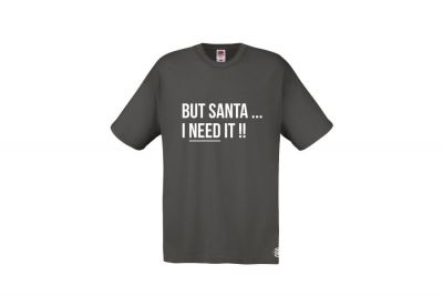 ZO Combat Junkie Christmas T-Shirt 'Santa I NEED It' (Grey) - Size Small - Detail Image 1 &copy; Copyright Zero One Airsoft