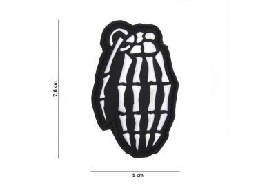 101 Inc PVC Velcro Patch &quotSkeleton Hand Grenade" (Black) - Detail Image 2 © Copyright Zero One Airsoft