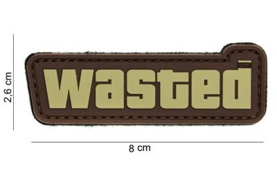 101 Inc PVC Velcro Patch "Wasted" (Brown) - Detail Image 2 © Copyright Zero One Airsoft