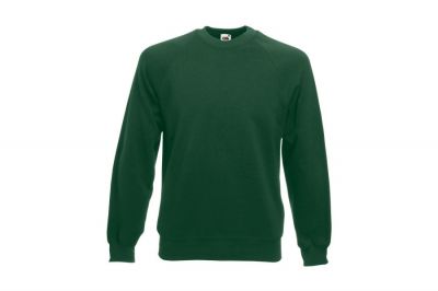 Fruit Of The Loom Classic Raglan Sweatshirt (Bottle Green) - Size Extra Large - Detail Image 1 © Copyright Zero One Airsoft