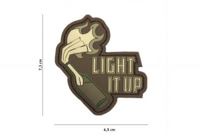 101 Inc PVC Velcro Patch "Light It Up" (Brown) - Detail Image 2 © Copyright Zero One Airsoft