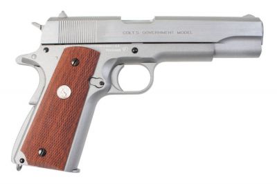 KWC/Cybergun CO2BB Colt Government 1911 Mark IV Series '70 (Silver) - Detail Image 1 © Copyright Zero One Airsoft