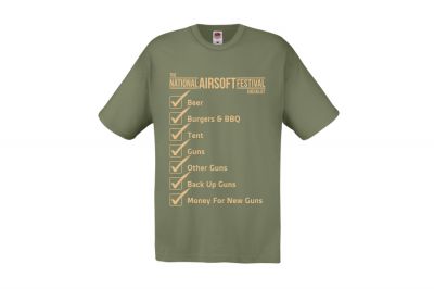 ZO Combat Junkie Special Edition NAF 2018 'Checklist' T-Shirt (Olive) - Detail Image 3 © Copyright Zero One Airsoft