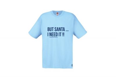 ZO Combat Junkie Christmas T-Shirt 'Santa I NEED It' (Blue) - Size Medium - Detail Image 1 © Copyright Zero One Airsoft