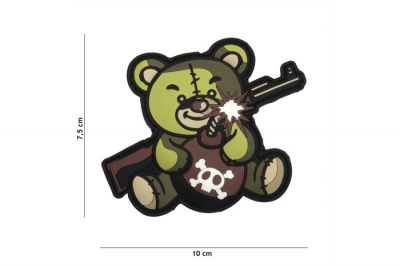 101 Inc PVC Velcro Patch "Terror Teddy" (Olive) - Detail Image 2 © Copyright Zero One Airsoft