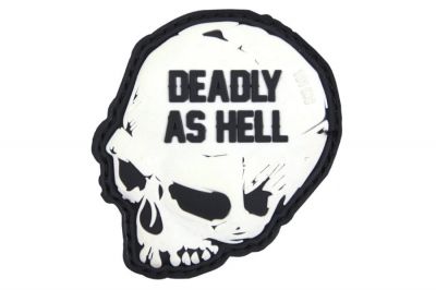 101 Inc PVC Velcro Patch &quotDeadly as Hell" (White) - Detail Image 1 © Copyright Zero One Airsoft