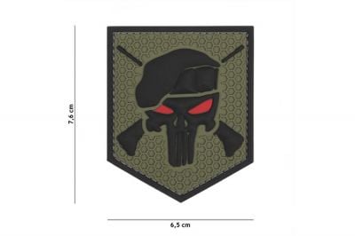 101 Inc PVC Velcro Patch &quotCommando Punisher" (Olive) - Detail Image 2 © Copyright Zero One Airsoft