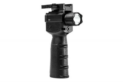 NCS Vertical Foregrip with LED Strobe Flashlight, Red Laser & QD Mount - Detail Image 1 © Copyright Zero One Airsoft