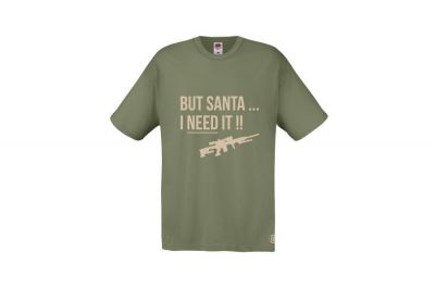 ZO Combat Junkie Christmas T-Shirt 'Santa I NEED It Sniper' (Olive) - Size Medium - Detail Image 1 © Copyright Zero One Airsoft