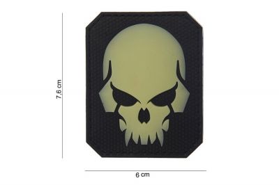 101 Inc PVC Velcro &quotPirate Skull" Glow In The Dark Patch (Black) - Detail Image 2 © Copyright Zero One Airsoft