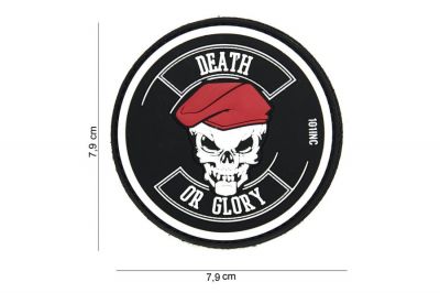 101 Inc PVC Velcro Patch &quotDeath or Glory" (Black) - Detail Image 2 © Copyright Zero One Airsoft