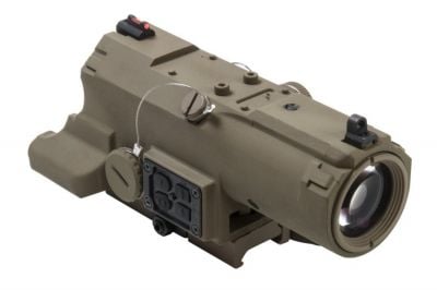 NCS 4x34 Blue Illuminating ECO Scope with Integrated Green Laser, Red/White Navigation Light & QD Mount (Tan) - Detail Image 2 © Copyright Zero One Airsoft