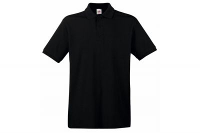 Fruit Of The Loom Premium Polo T-Shirt (Black) - Size Large - Detail Image 1 © Copyright Zero One Airsoft