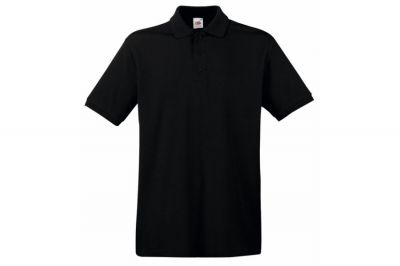 Fruit Of The Loom Premium Polo T-Shirt (Black) - Size Large - Detail Image 1 &copy; Copyright Zero One Airsoft