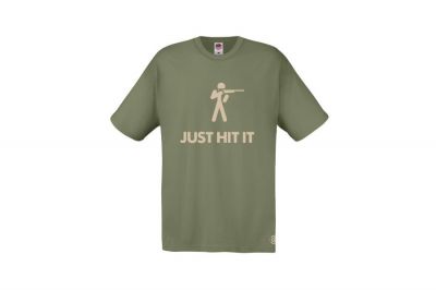 ZO Combat Junkie T-Shirt 'Just Hit It' (Olive) - Size Medium - Detail Image 1 © Copyright Zero One Airsoft