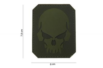 101 Inc PVC Velcro Patch "Pirate Skull" (Olive) - Detail Image 2 © Copyright Zero One Airsoft