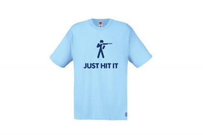 ZO Combat Junkie T-Shirt 'Just Hit It' (Blue) - Size Small - Detail Image 1 © Copyright Zero One Airsoft