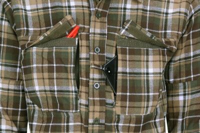 TF-2215 Flannel Contractor Shirt (Brown/Green) - Small - Detail Image 3 © Copyright Zero One Airsoft