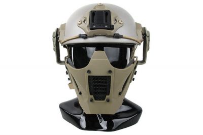 TMC Half Face Mask with Fast Helmet Adaptors (Khaki) - Detail Image 6 © Copyright Zero One Airsoft