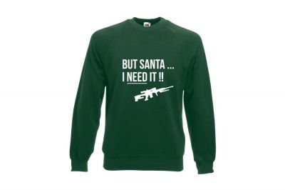 ZO Combat Junkie Christmas Jumper 'Santa I NEED It Sniper' (Green) - Size Medium - Detail Image 1 © Copyright Zero One Airsoft