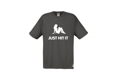 ZO Combat Junkie T-Shirt 'Babe Just Hit It' (Grey) - Size Small - Detail Image 1 © Copyright Zero One Airsoft