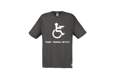 ZO Combat Junkie T-Shirt 'Rollin' Rambo' (Grey) - Size Large - Detail Image 1 &copy; Copyright Zero One Airsoft