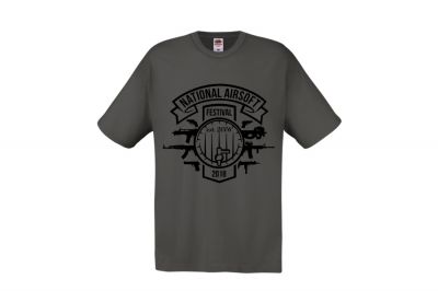 ZO Combat Junkie Special Edition NAF 2018 'Est. 2006' T-Shirt (Grey) - Detail Image 2 © Copyright Zero One Airsoft