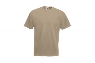 Fruit Of The Loom Valueweight T-Shirt (Khaki) - Size Small - Detail Image 1 © Copyright Zero One Airsoft
